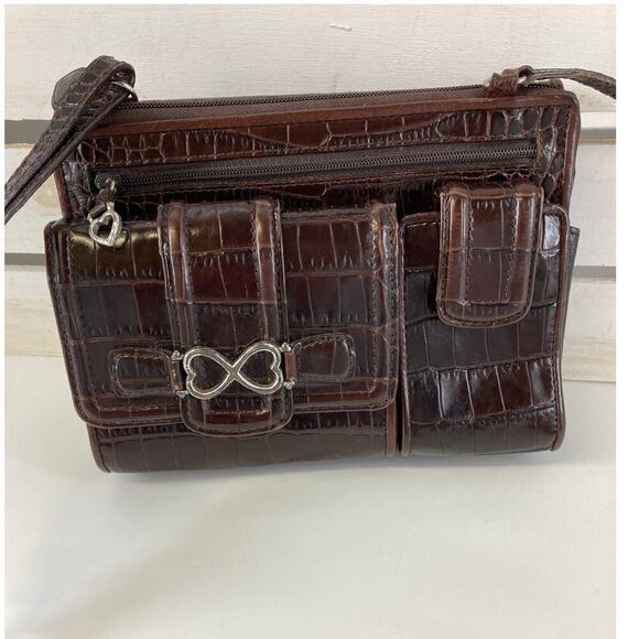 BRIGHTON SMALL BROWN ANIMAL PRINT CROSSBODY BAG WITH POCKETS - Picture 3 of 16